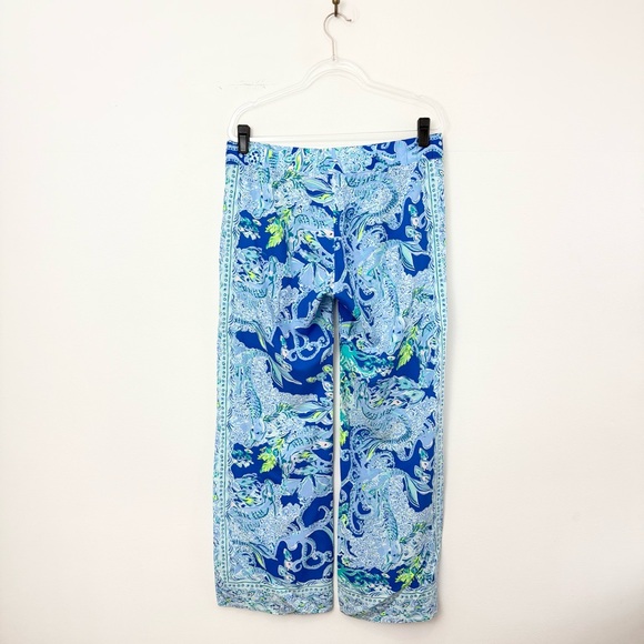 Lilly Pulitzer Bal Harbour Palazzo Pants Sea Siren Blue Wide Leg - Picture 4 of 6